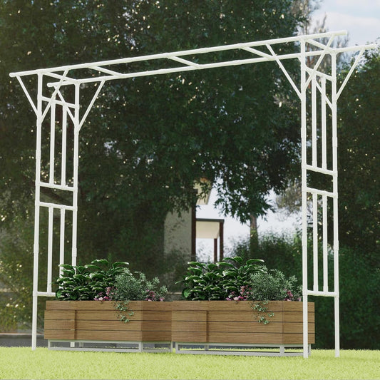 Flat Top Garden Arch Trellis 11FT x 9FT, Super Large Arbor Trellis for Climbing Plants Outdoor 141.7in x 108in x 19.7in, Metal Garden Frame for Backyard, Lawn, Archway, Wedding Decoration, Patio White