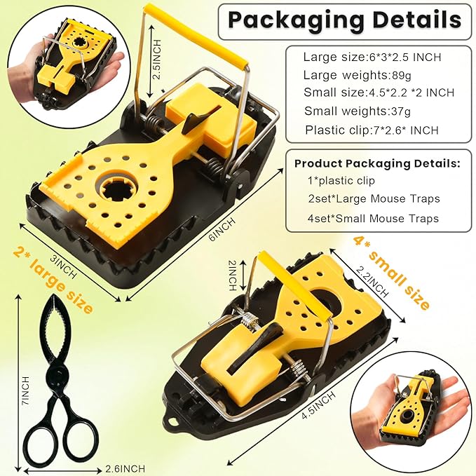 Mouse Traps, Rat Trap Indoor for Home -Quick Effectively Best Mouse Trap mousetraps Used Indoor & Outdoor Reusable Mouse Traps，snap Traps for mice Traps Used Basement/Garage/attic etc 9set