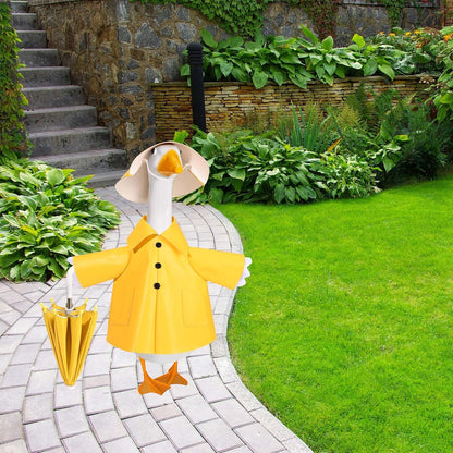 Raincoat Goose Outfit Porch Goose Clothes for 23" Lawn Outdoor Garden Yard Patio Statue Spring Decor (Yellow)