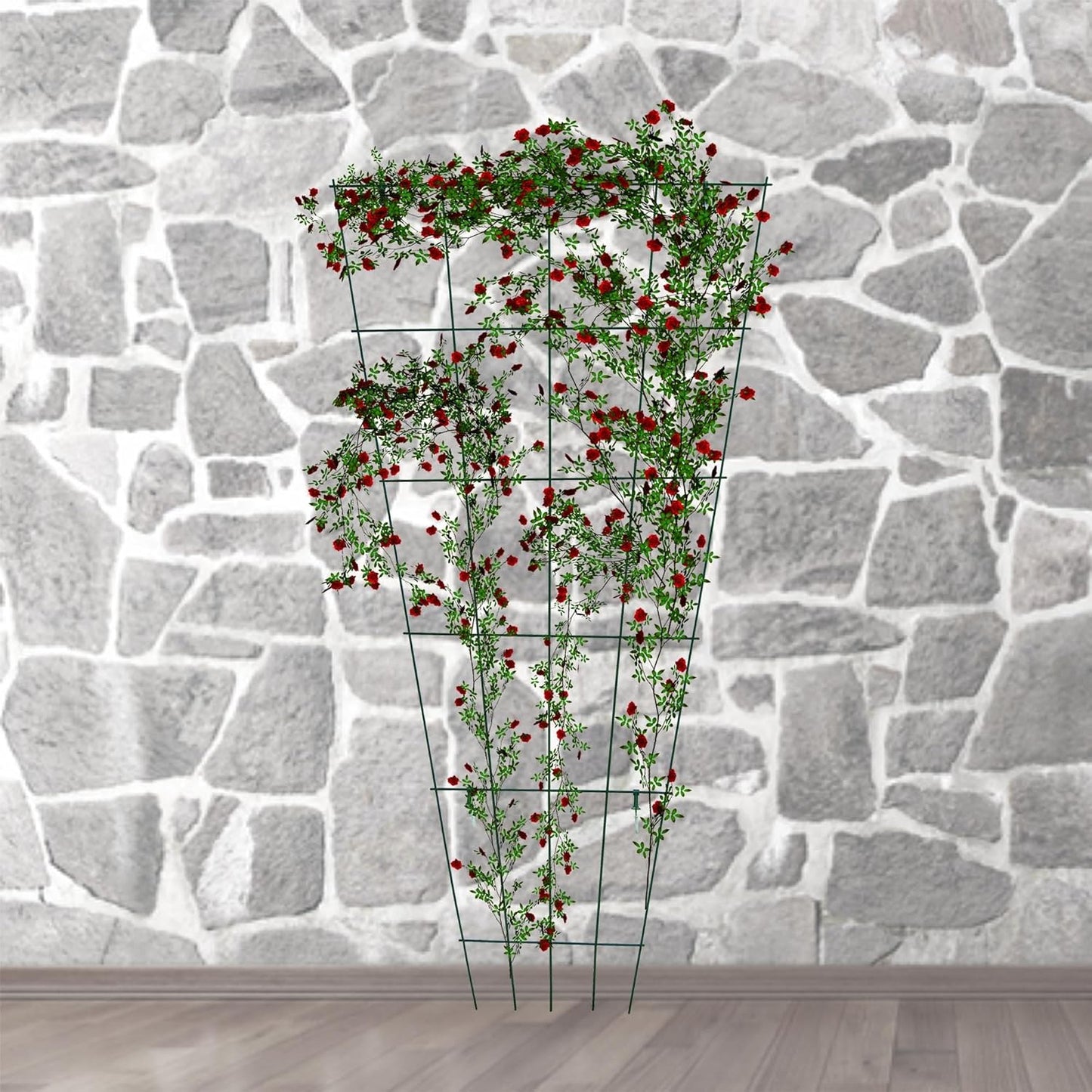 Green PVC Pot Trellis 57''x31.5 Metal Plant Stakes for Climbing Plants Pack of 2
