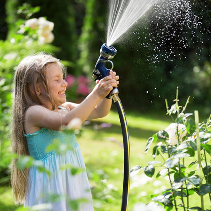 Solution4Patio Long Black Garden Hose 5/8 in. x 50 ft. -Kink Free, No Leaking, Male/Female Fittings -Heavy Duty Durable Flexible Lightweight Water Pipe -Brass Aluminum Ends for Household & Yard Use