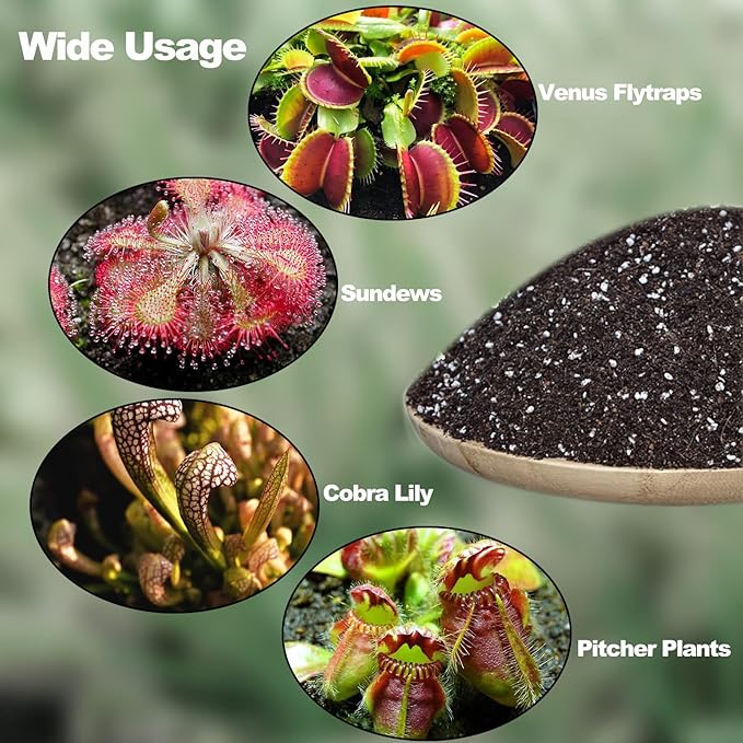 Carnivorous Plant Soil Mix, 2 QT Small Size Bag for Repotting, All Natural Ingredients Great for Venus, Sundews, and Pitcher Plants