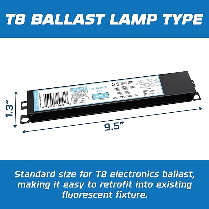 OHLECTRIC 10 Pack - Replacement for ICN3P32-SC 1,2&3 Lamp - T8 Fluorescent Ballast, Electronic