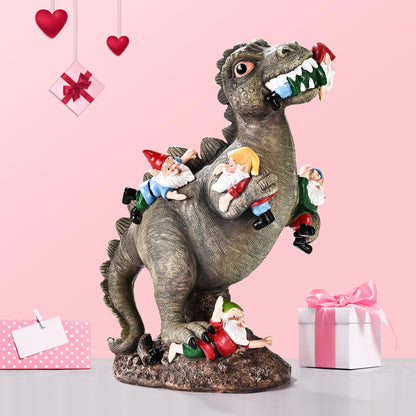 SOWSUN 14" Garden Gnomes Statue Dinosaur Outdoor Decor Gifts for Women