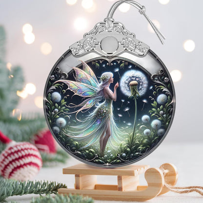Stained Glass Dandelion Fairy Christmas Ornament - Holiday Home Decor - Tree Decoration - Gift Exchange Present Ideas