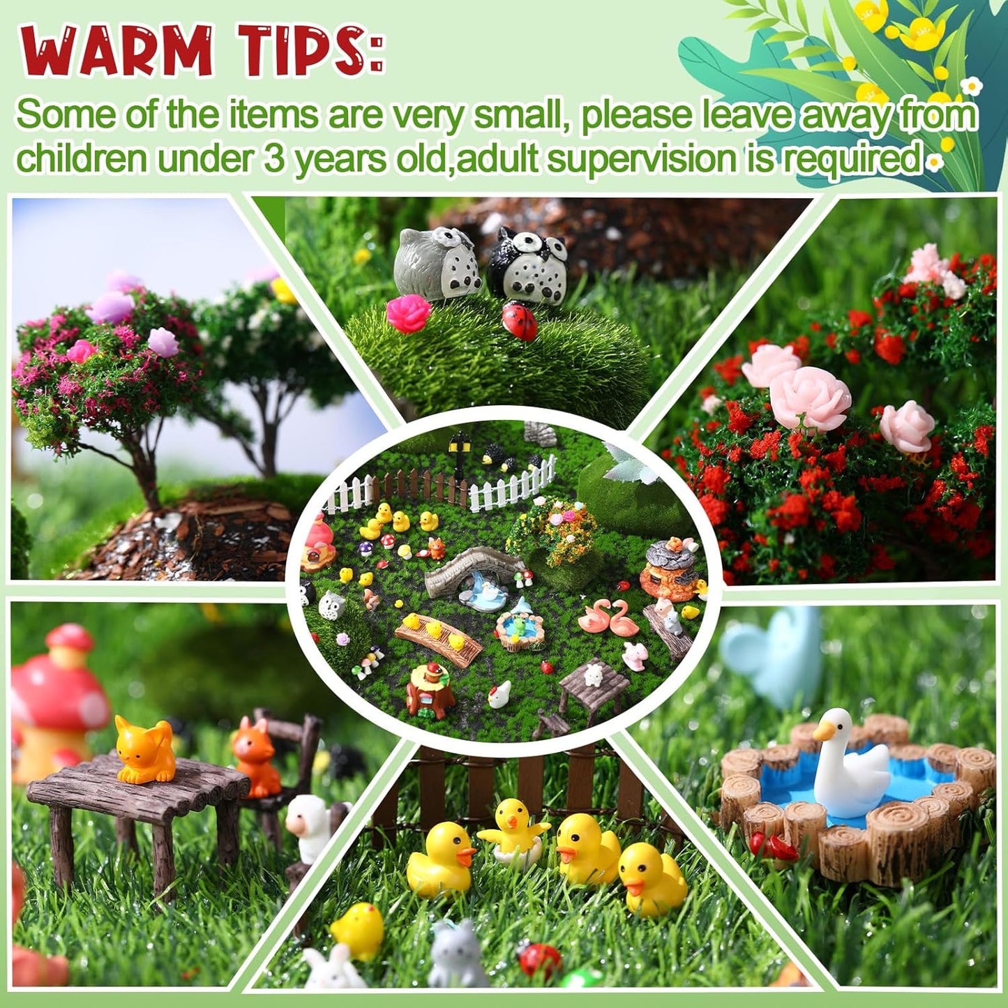 116 Pcs Fairy House Accessories Kit Miniature Garden Accessories Terrarium Decoration Mini Diorama Figurines Miniature Landscape Trees Simulated Succulents for DIY Garden Doll House Craft