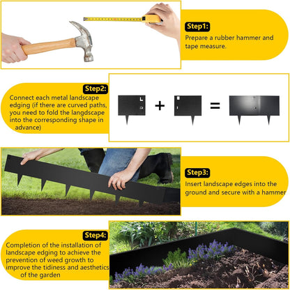 5Pack Galvanized Steel Landsacpe Edging,40“/L x 6.5"/H No Dig Edging for Landscaping,Garden Edging Lawn Border for Yard Pathway Divider(33FT Total Length)