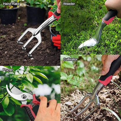 Garden Tools Set 83 Piece, Succulent Tools Set Included, Heavy Duty Aluminum Gardening Tools for Gardening, Non-Slip Ergonomic Handle, Durable Storage Tote Bag, Gifts for Men Women