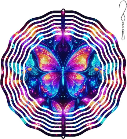 10 Inch Butterfly Wind Spinner, 3D Stainless Steel Hanging Kinetic Wind Sculpture Gifts for Garden Decor Yard Art Indoor Outdoor Window Porch Front Door Decoration