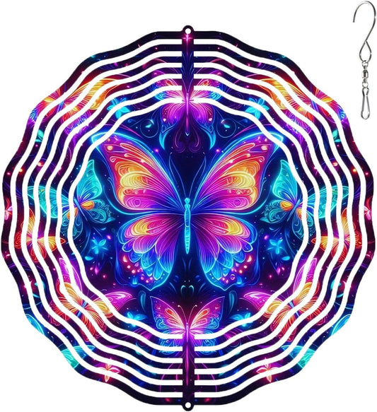 10 Inch Butterfly Wind Spinner, 3D Stainless Steel Hanging Kinetic Wind Sculpture Gifts for Garden Decor Yard Art Indoor Outdoor Window Porch Front Door Decoration