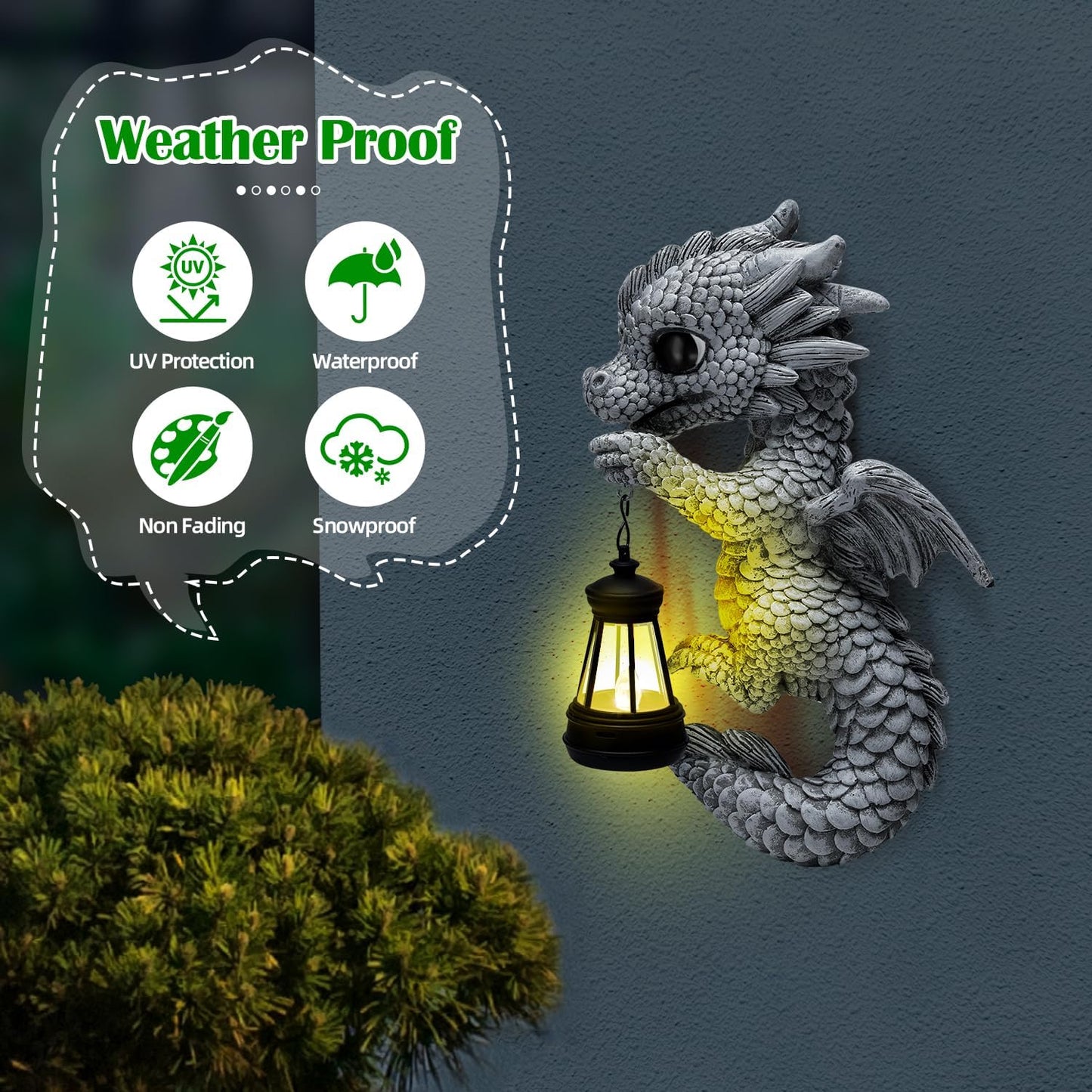 Tfro & Cile Dragon Garden Statue Solar Tree Hugger Light Outdoor Lawn Decor for Balcony Patio Yard Idea Gift for Women
