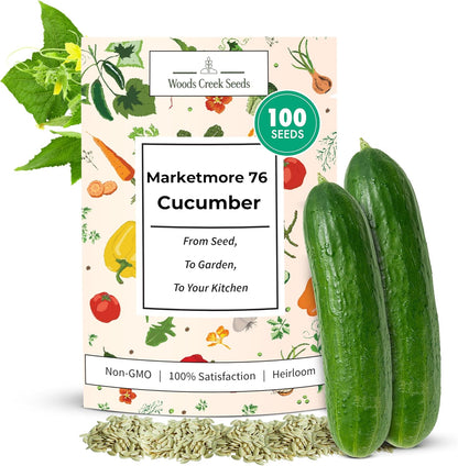Marketmore 76 Cucumber Seeds for Planting - Heirloom Cucumber Seed Pack - Non-GMO, Crisp Texture Pickling Cucumbers for Planting Indoors or Outdoors - Vegetables Seeds for Planting