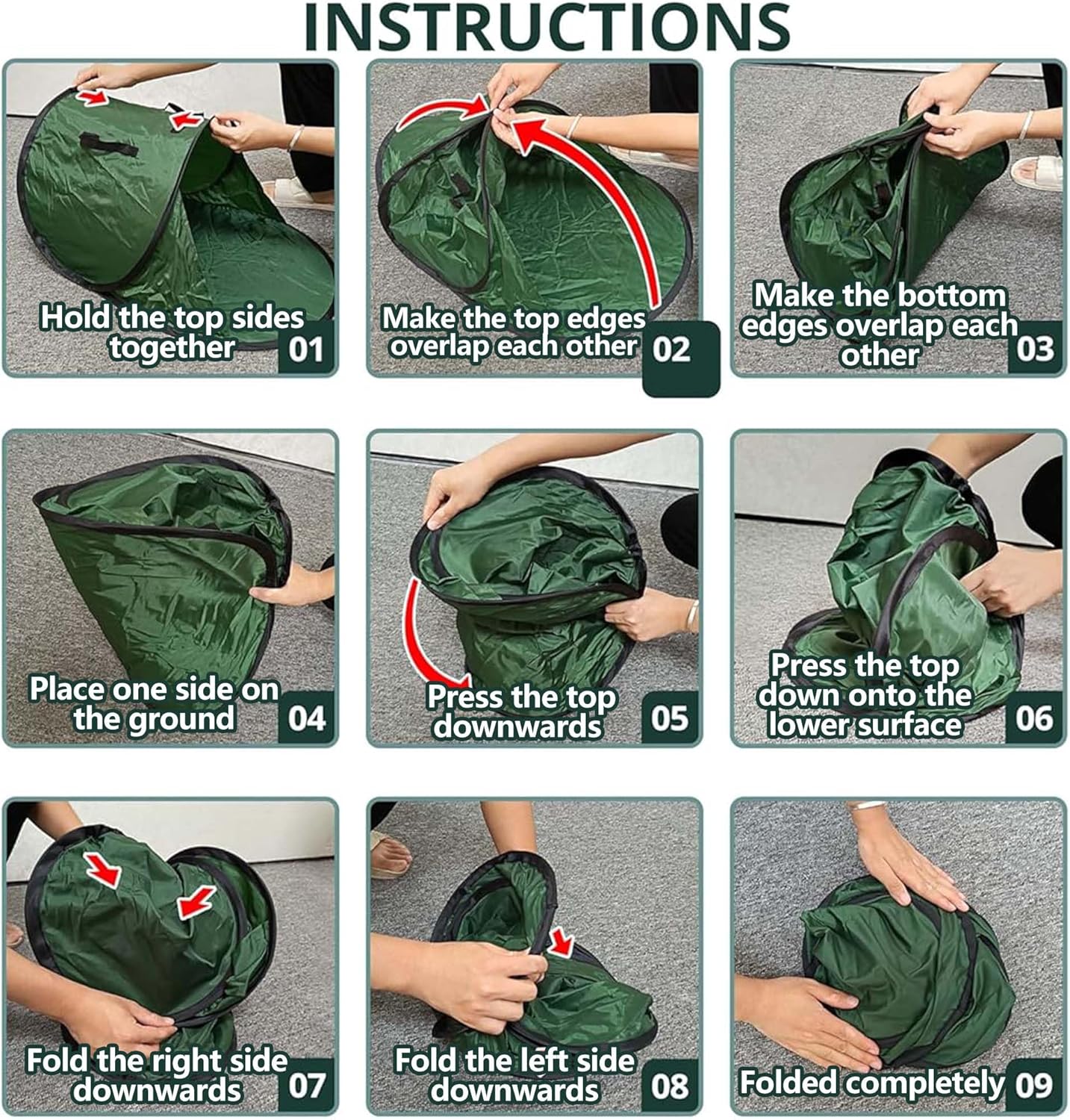 Foldable Pop Up Leaf Collector, Miniature Leaves Pickup and Loader Bag, Lawn Portable Leaf Bags for Cleaning Up Garden Weeds Branches Waste Trash