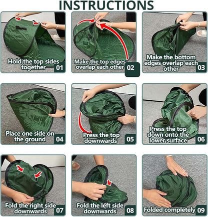 Foldable Pop Up Leaf Collector, Miniature Leaves Pickup and Loader Bag, Lawn Portable Leaf Bags for Cleaning Up Garden Weeds Branches Waste Trash