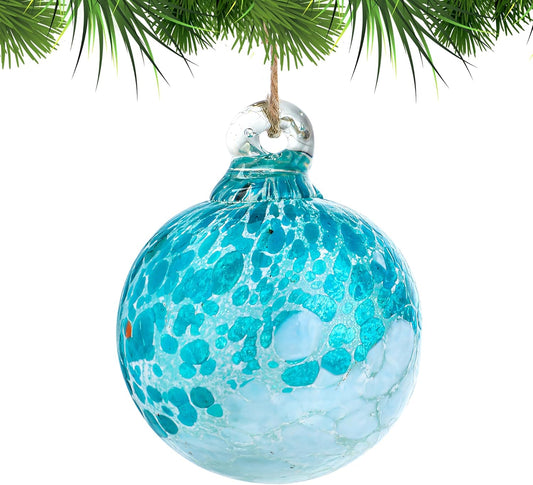 Hand Blown Glass Gazing Balls for Garden Hanging Friendship Balls Christmas Ball Ornaments for Xmas Tree Decoration (Blue - B)
