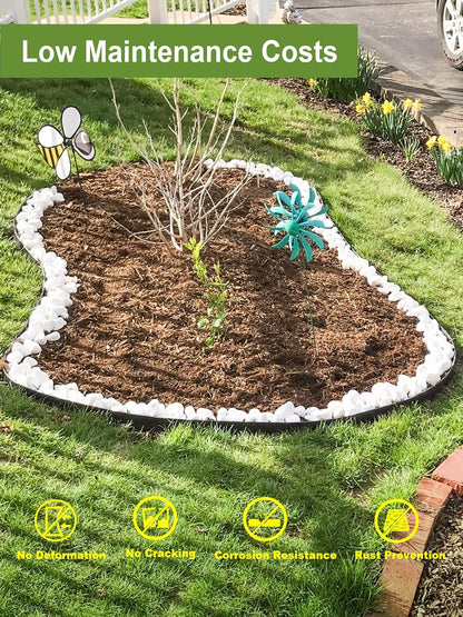 Landscape Edging Border, 40" L x 6" H 3Pack 10FT Total Black Galvanized Steel Garden Edging with Spikes, Sturdy Elegant Metal Lawn Broder for Flower Beds, Pathways, Paver Edges and Yard