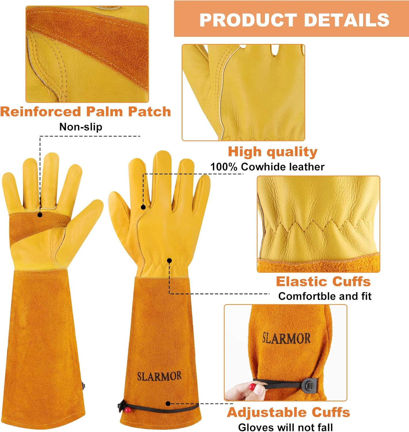 Long Gardening-Gloves Women/Men-Thorn proof Rose Pruning Heavy Duty Gauntlet-XL