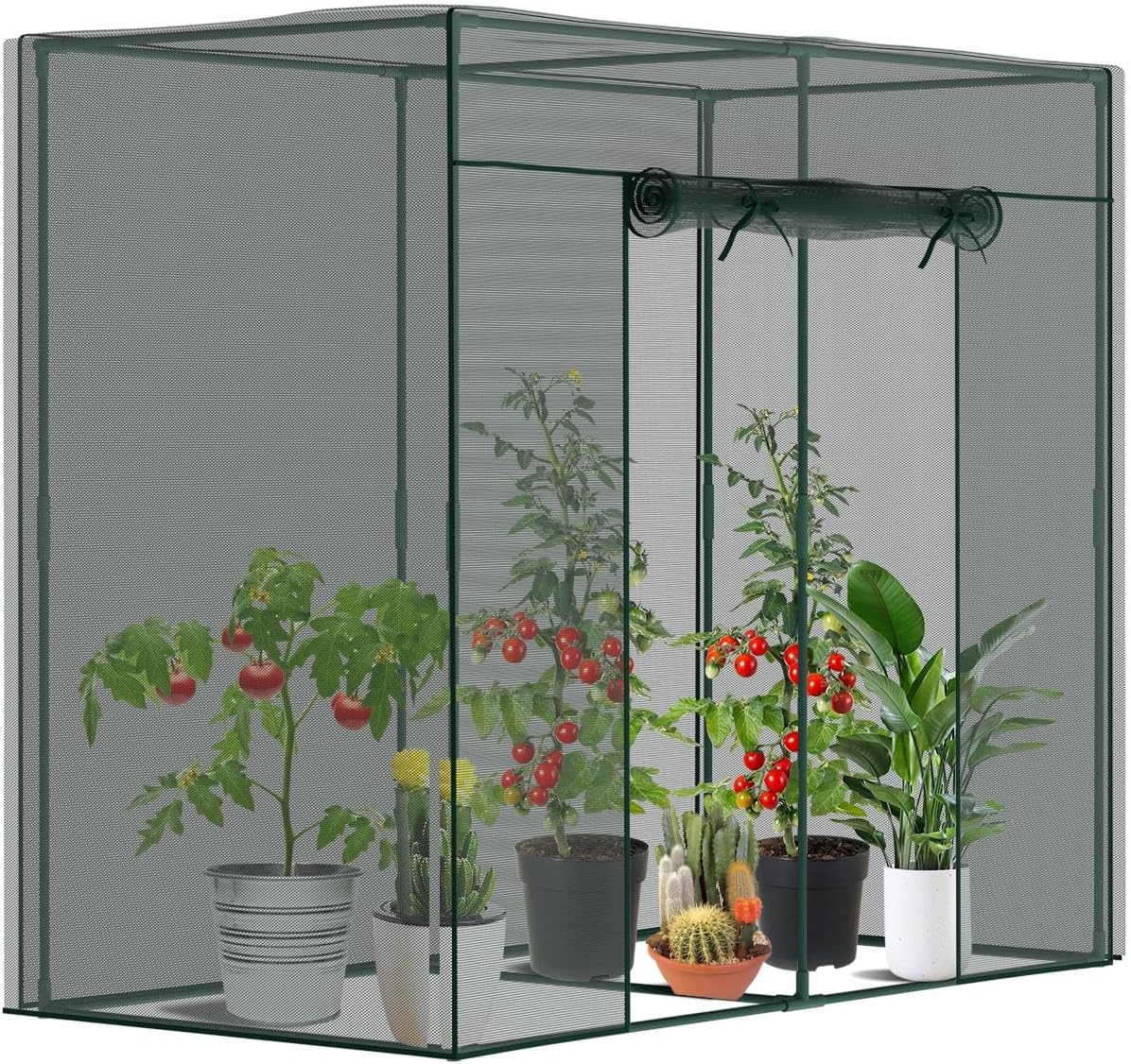 SUNYRISY Garden Plant Netting Crop Cage for Garden Raised Bed, 6.5 x 3.3 x 6 Ft Plant Cover Cage Protectors from Animal for Outdoor Plants with Frame and Zippered Door