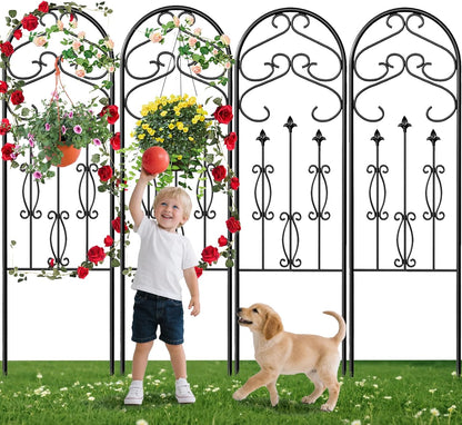 AMAGABELI Garden & Home 4 Pack 60" x 18" Metal Garden Trellis for Climbing Plants Outdoor Climbing Rose Trellis Rustproof Plant Vines Flower Vegetable Trellis for Potted Plants Support Black