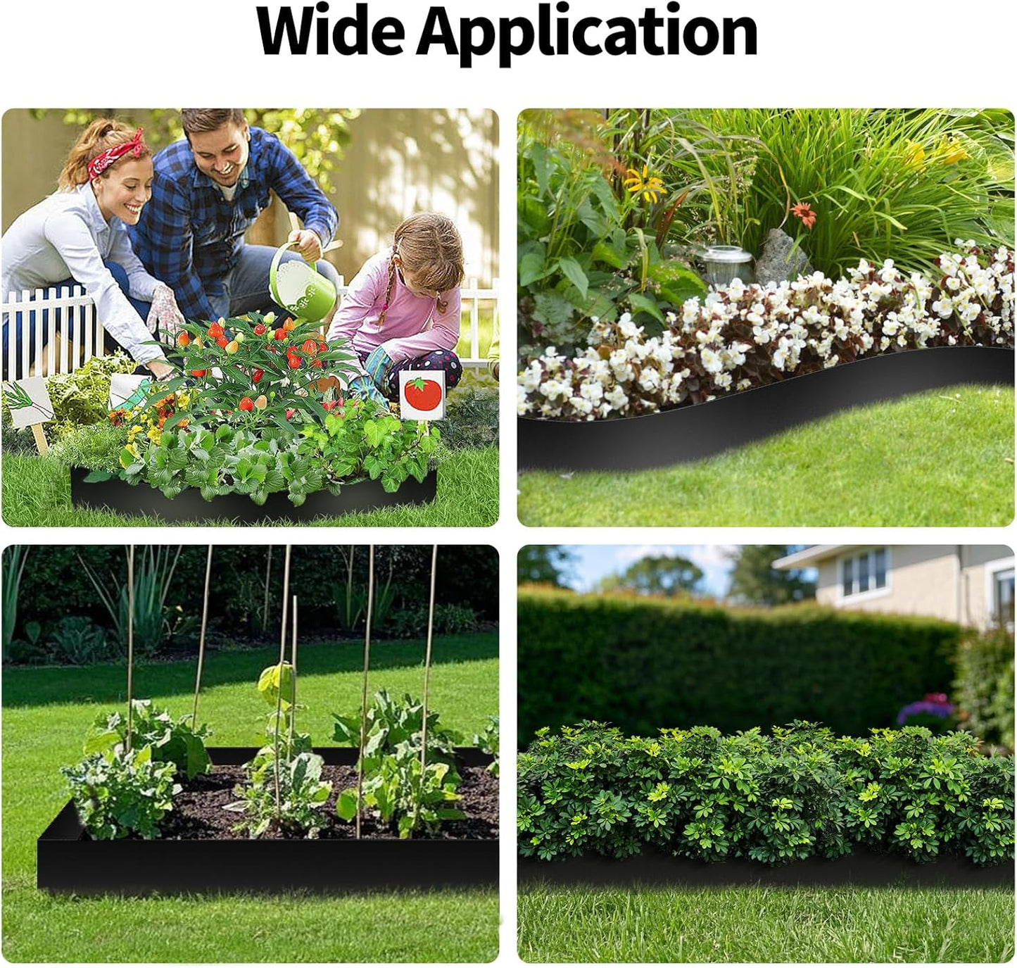 Steel Landscape Edging 6 Pack 40" L x 8" H Strips Hammer-in 14-Gauge Steel Garden Bed Metal Borders with 6 Clips, Bendable Edge for Garden, Yard, Lawn(Black, 20Ft)