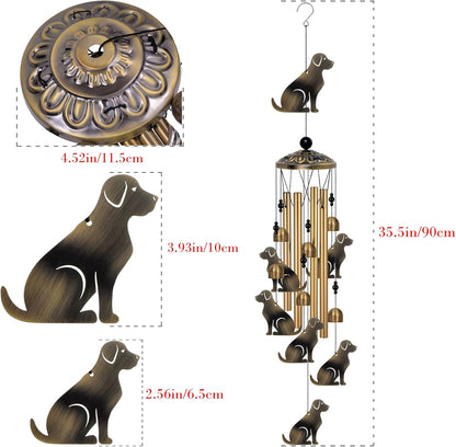 Bronze Dogs Wind Chimes Decor, Mobile Blessing Wind Bells Decorate, Sympathy Wind Catcher, Memorial Gifts for Mom,Grandma,Woman (Housewarming/Outside/Indoor/Home/Room/Porch/Yard/Garden Decoration)
