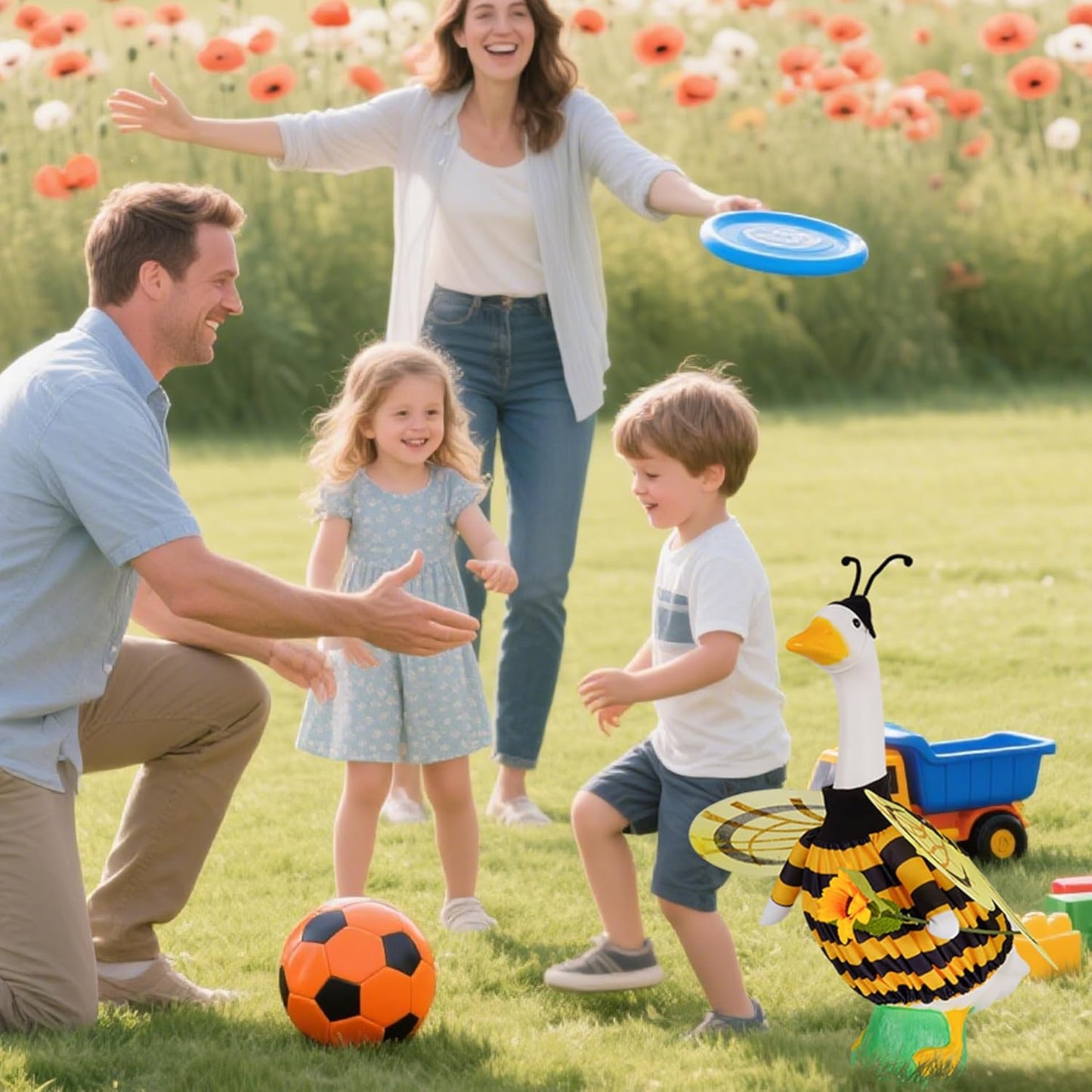JIAYAN Porch Goose Fall Outfit: 2Pcs Cute Yellow Bee Costume Set 23"/ 17" Lawn Goose Statue Clothes for Theme Party Garden Patio Yard Outdoor Decoration