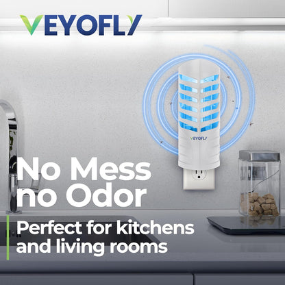 VEYOFLY Fruit Fly Trap Indoor (1 Device + 3 Refills), Gnat Catcher, Plug-in Light Insect Trap for House, Bug Killer