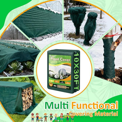 Green Plant Covers Freeze Protection, 10 x 30 ft - 1.5 oz/yd² Frost Cloths for Outdoor Plants, Tree Covers Freeze Protection, Winter Garden Blanket, Sun Cover for Plants for Greenhouse, Vegetables