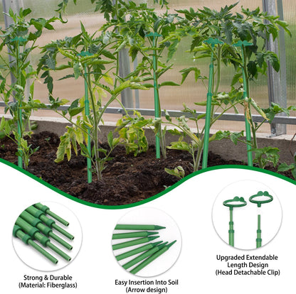 Extendable Plant Stakes, Length Scalable from 17.9IN to 42.3IN Plant Support Stake, Orchid Sticks with Clips for Indoor Outdoor,Garden Stakes for Plant,Tomato,Vegetables,Monstera,Vine - 3Pack