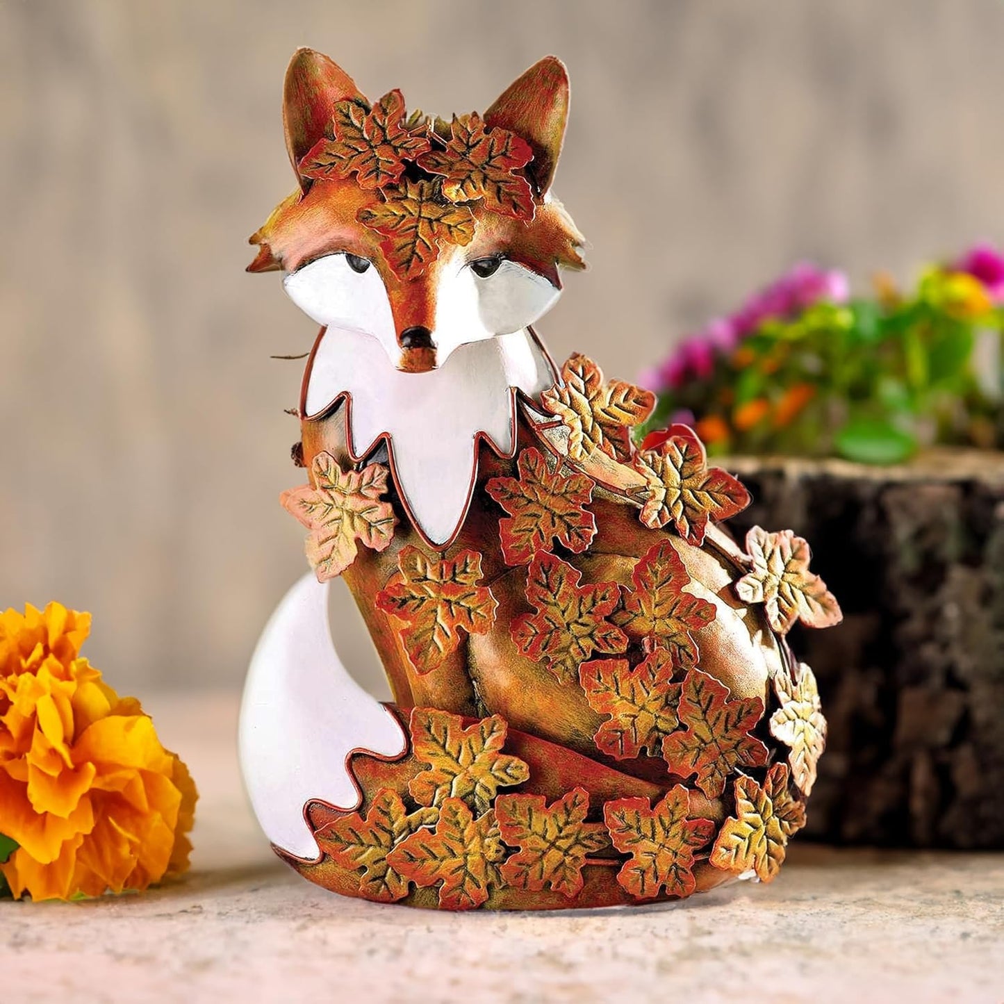 10" Metal Cute Fox Garden Accent, Whimsical Fox Lover Ornament, Real Metal Sculpture Decor, Funny Animal Outdoor Statue, Unique Decorative Lawn Fox Figurine Gift