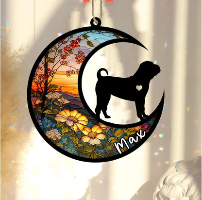 Personalized Dog Memorial, Custom Name Shar Pei Dog Christmas Ornament with Name, Custom Breeds, Pet Loss Light Catcher, Gifts for Lovers Loss of Pet Sympathy on Mothers Day Christmas