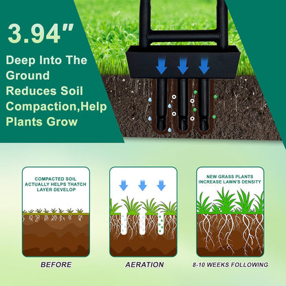 Core Aerator Lawn Tool,Lawn Aerator for Lawn Care, Aerator Lawn Tool for Gardens courtyards Golf Courses，Lawn Aerator Tool with Collector