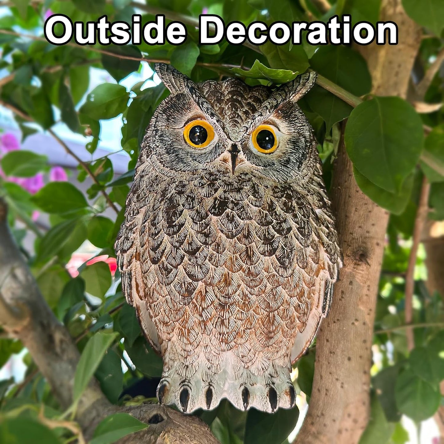 2 Pack Realistic Owl Statues for Indoor & Outdoor Decoration, Effective Birds Deterrent for Garden, Patio, Yard, and Home Decor, Suitable for Spring Decor (Brown & Gray)