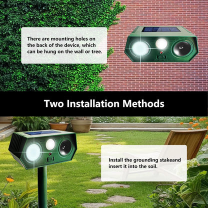 2025 Deer Repellent Devcies Solar Ultrasonic Animal Repellent Outdoor Waterproof Rabbit Repellent with PIR Motion Detection Flash Light for Dog, Cat, Bird, Squirrel, Skunk, Raccoon for Yard (4 Pack)