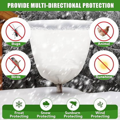 NNG 5PCS Winter Plant Covers Freeze Protection 47.2x47.2Inch Frost Blanket Shrub Covers with Zipper Drawstring Plant Protector Shrub Jacket Winter Tree Cover for Outdoor Plants, Shrub Potted Plants