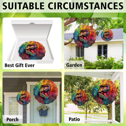 Dinosaur Wind Spinner, Dinosaur Wind Spinner Hanging for Yard and Garden, Unique Gift Wind Spinner, 3D Hanging Wind Spinner Outdoor