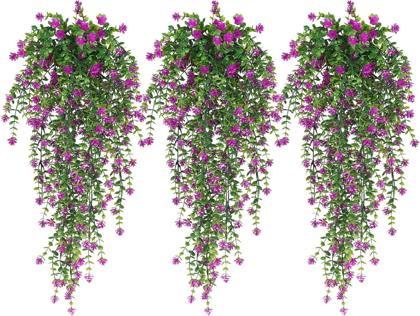 RECUTMS Artificial Fake Hanging Eucalyptus Plants Vine Hanging Plant Outdoor UV Resistant Plastic Plants Artificial Greenery for Bedroom Wall Decor Wedding Party Room Aesthetic Stuff(Fuchsia)