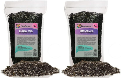 Premium Bonsai Soil Potting Mix by Gardenera - 10 Quart- Crafted with Canadian Peat Moss and Perlite for Optimal Bonsai Health (2 Bags of 5 Quart)