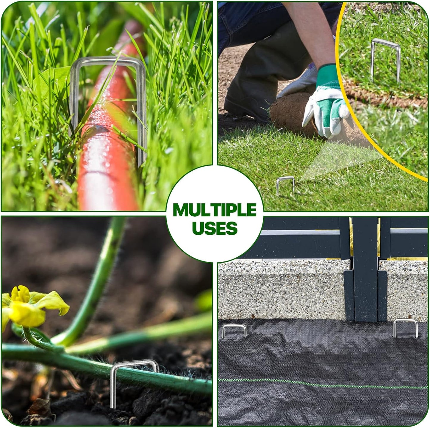 4 Inch 100 Pack Landscape Staples Galvanized Garden Stakes Anti-Rust Landscape Pins for Weed Barrier Fabric, Artificial Turf and Landscape Fabric