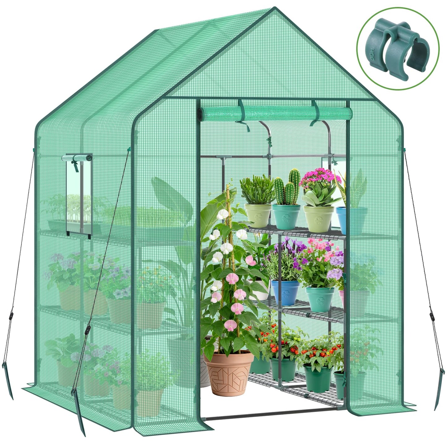 Ohuhu Greenhouse for Outdoors with Screen Windows, 57 x 57 x 76'' Walk in Plant Greenhouses Heavy