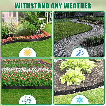 Landscape Edging - 2” Tall Garden Edging Border with 30 Stakes, 20FT No Dig Lawn Edging for Landscaping for Garden Bed, Yard, 0.15" Thick Flower Bed Border Edging with Connector for Outdoor