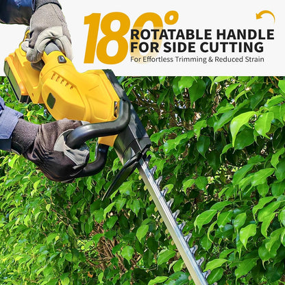 Cordless Hedge Trimmer with Rotatable Handle for Dewalt 20V Battery, 52cm Brushless Motor Trimmers Battery Powered, Electric Hedge Trimmer Bush Trimmers for Garden, Yard(Battery Not Included)