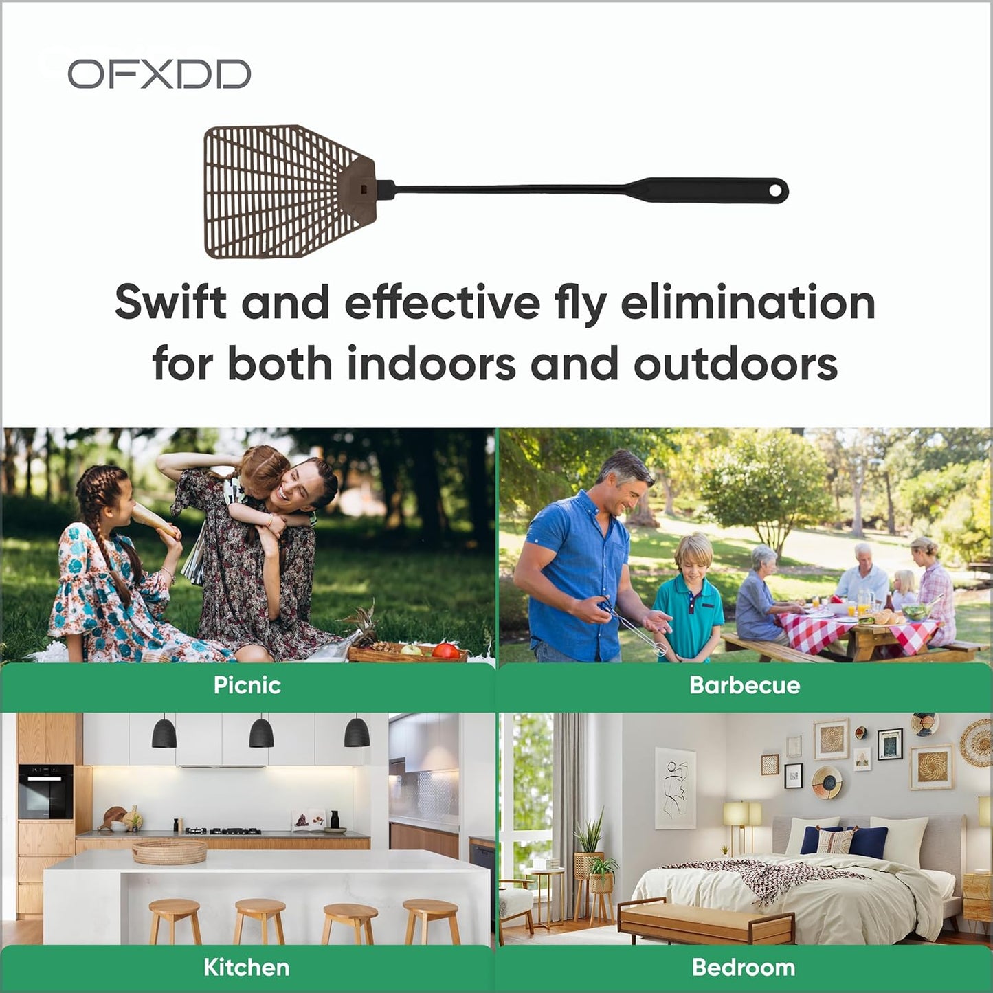 Fly Swatter Manual 3 Pack - Rubber Fly Swatters Multi Pack 16.33" - Fly Swatters Hand for Indoors & Outdoors, Heavy Duty