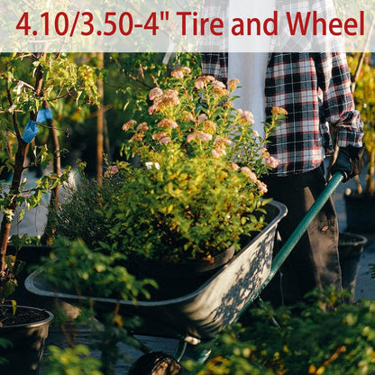 Fit Gorilla Carts Wheels 10" No Flat Replacement Wheel, 4.10/3.50-4 Flat Free Solid Tire Compatible with Gorilla Cart,Hand Truck,Garden Cart-5/8 Axle Bore Hole 2.1" Hub (2 Pack)