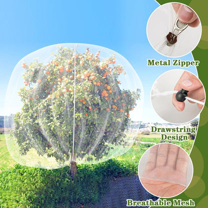 TWOWYHI 2Pack Garden Netting 6.6X8.2 Feet Large Fruit Tree Netting with Zipper and Drawstring Insect Bird Cover for Fruits Vegetables Tree Garden Protection