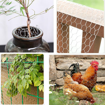 Chicken Wire for Crafts, Wire Netting Hexagonal Garden Poultry Chicken Wire Netting, Pet/Rabbit/Chicken Wire Fencing,0.14inch Hexagonal Galvanized PVC Coated Mesh Fence