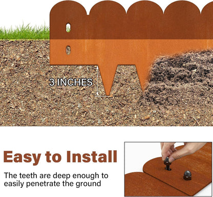 Co-rten Steel Landscape Edging 10" H x 40" L, 6 Pack Heavy Duty Metal Garden Edging, Rust-Resistant Steel Edging, Bendable Metal Edging for Landscaping, Yard, Tree, Flower Bed(Total 20ft.)