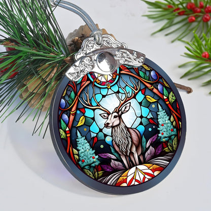 Deer Christmas Ornaments, Deer Decor Christmas, Deer Christmas Tree Decorations, Stained Glass Ornament, Gifts for Deer Lovers, Holiday Decorations and Xmas Gifts Ideas