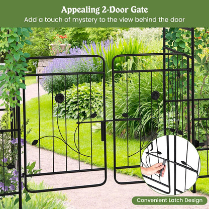 S AFSTAR 87-Inche Garden Arbor with Gate & Side Planter Box, Metal Garden Arch with Lockable Gate, Arched Top Arbour, Heavy-Duty Arched Trellis Archway for Climbing Plants Grape Vines Wedding Ceremony