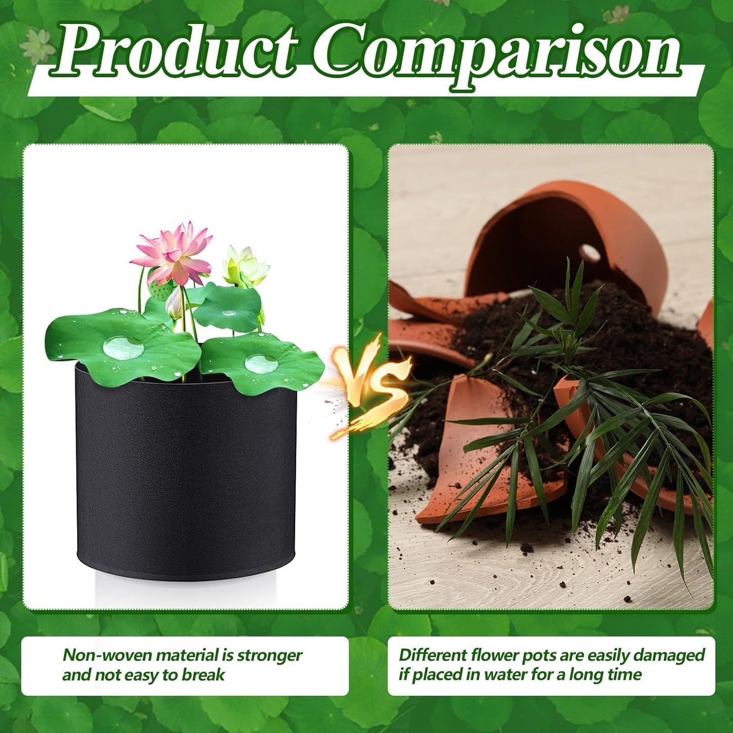 Norme 8 Pcs Aquatic Plant Pots for Pond, Pond Plant Baskets Heavy Duty Fabric Pots for Garden, Aquatic Plants, Bog Plants, Water Lily, Lotus, Flower(8 x 6 Inch)